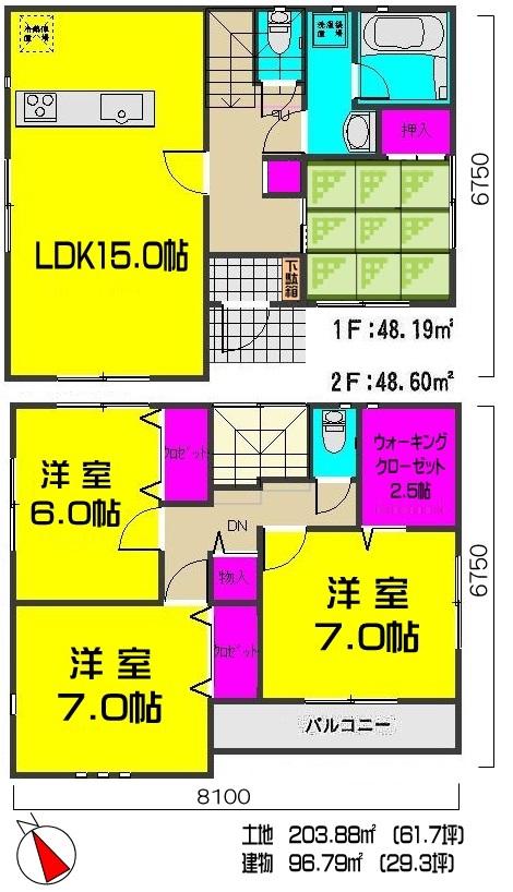 Floor plan. (4 Building), Price 20,900,000 yen, 4LDK+S, Land area 203.88 sq m , Building area 98.01 sq m