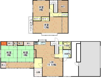 Floor plan. 16.8 million yen, 4LDK, Land area 227.28 sq m , Building area 207.55 sq m