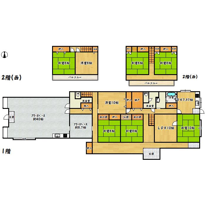 Floor plan. 16.8 million yen, 8LDK + 3S (storeroom), Land area 452.68 sq m , Large, the building area 340.1 sq m 8LDK of free space two rooms and a closet is also Ouchi! You can you live as soon because the firm are also renovation! 