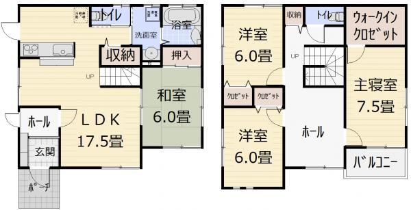 Floor plan. 25,800,000 yen, 4LDK, Land area 255.44 sq m , Building area 116.75 sq m