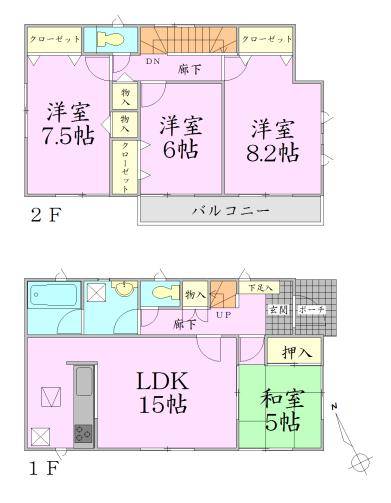 Floor plan. 20,900,000 yen, 4LDK, Land area 161.14 sq m , Building area 98.01 sq m
