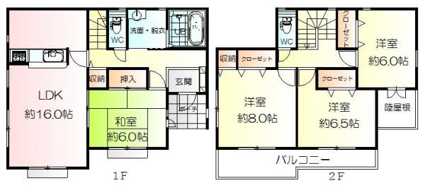 Floor plan. 20.8 million yen, 4LDK, Land area 219.55 sq m , Building area 105.15 sq m
