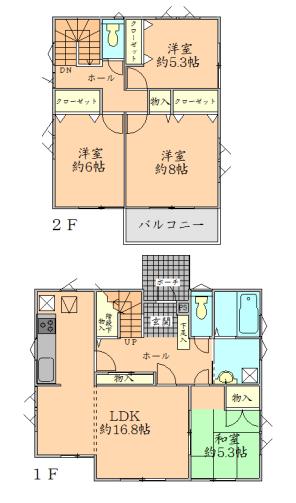 Floor plan. 25,800,000 yen, 4LDK, Land area 223.96 sq m , Building area 106.4 sq m