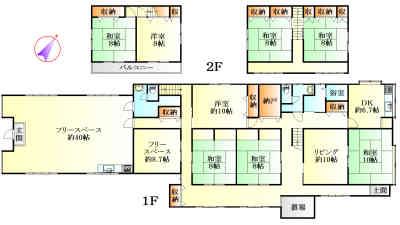 Floor plan. 14.8 million yen, 8LDK+2S, Land area 452.68 sq m , Building area 340.1 sq m