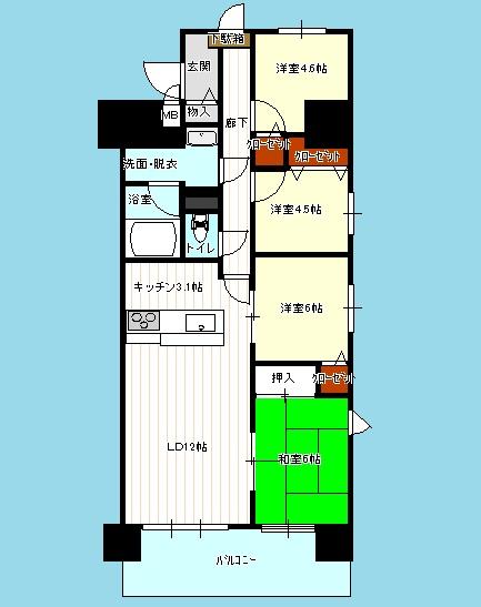 Floor plan. 4LDK, Price 14.5 million yen, Footprint 81 sq m , Balcony area 10.08 sq m