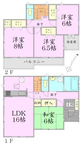 Floor plan. 20.8 million yen, 4LDK, Land area 219.55 sq m , Building area 105.16 sq m