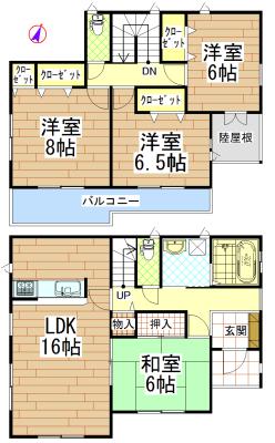 Floor plan. 21,800,000 yen, 4LDK, Land area 219.55 sq m , Building area 105.15 sq m