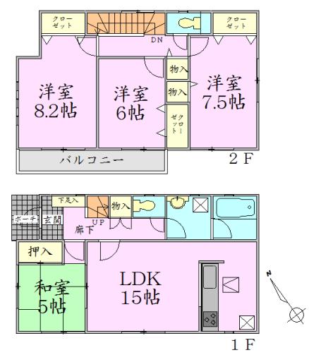 Floor plan. 20,900,000 yen, 4LDK, Land area 213.12 sq m , Building area 98.01 sq m