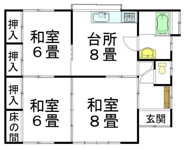 Floor plan. 9,050,000 yen, 3DK, Land area 242.31 sq m , Building area 64.59 sq m