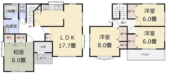 Floor plan. 17.8 million yen, 4LDK, Land area 209.05 sq m , Building area 114.89 sq m