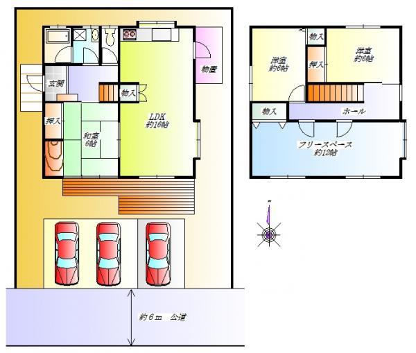 Floor plan. 10.5 million yen, 4LDK, Land area 230.75 sq m , Building area 109.09 sq m