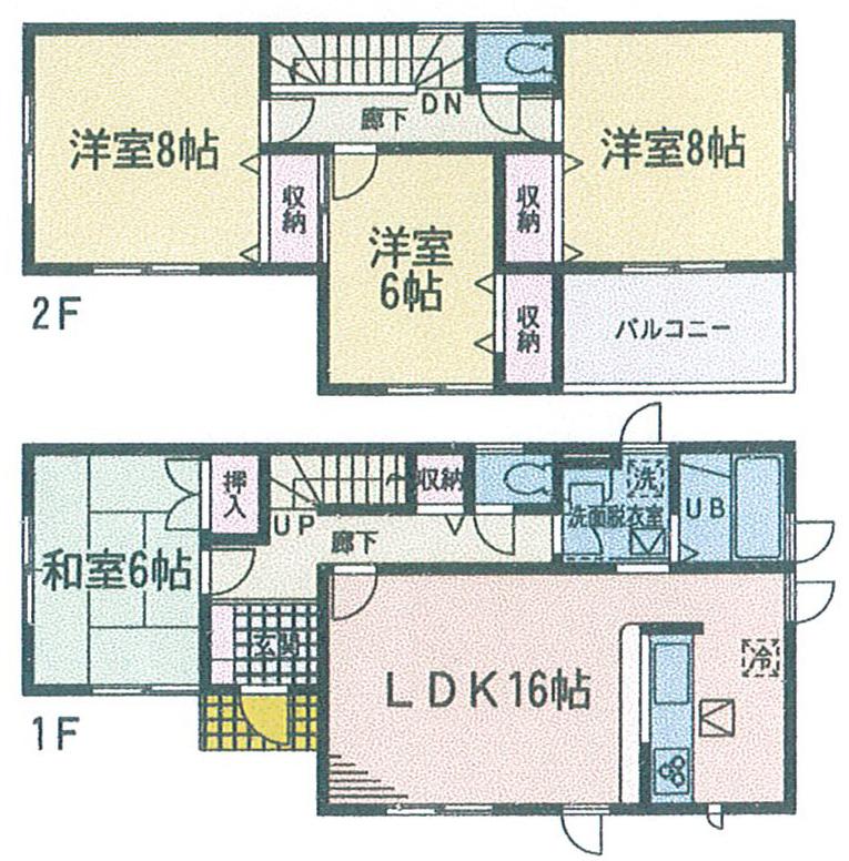 Floor plan. (3 Building), Price 50,700,000 yen, 4LDK, Land area 168.41 sq m , Building area 105.99 sq m