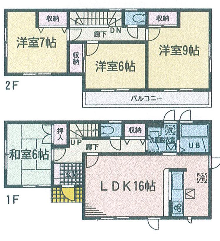 Floor plan. (1 Building), Price 51,800,000 yen, 4LDK, Land area 171.02 sq m , Building area 105.99 sq m