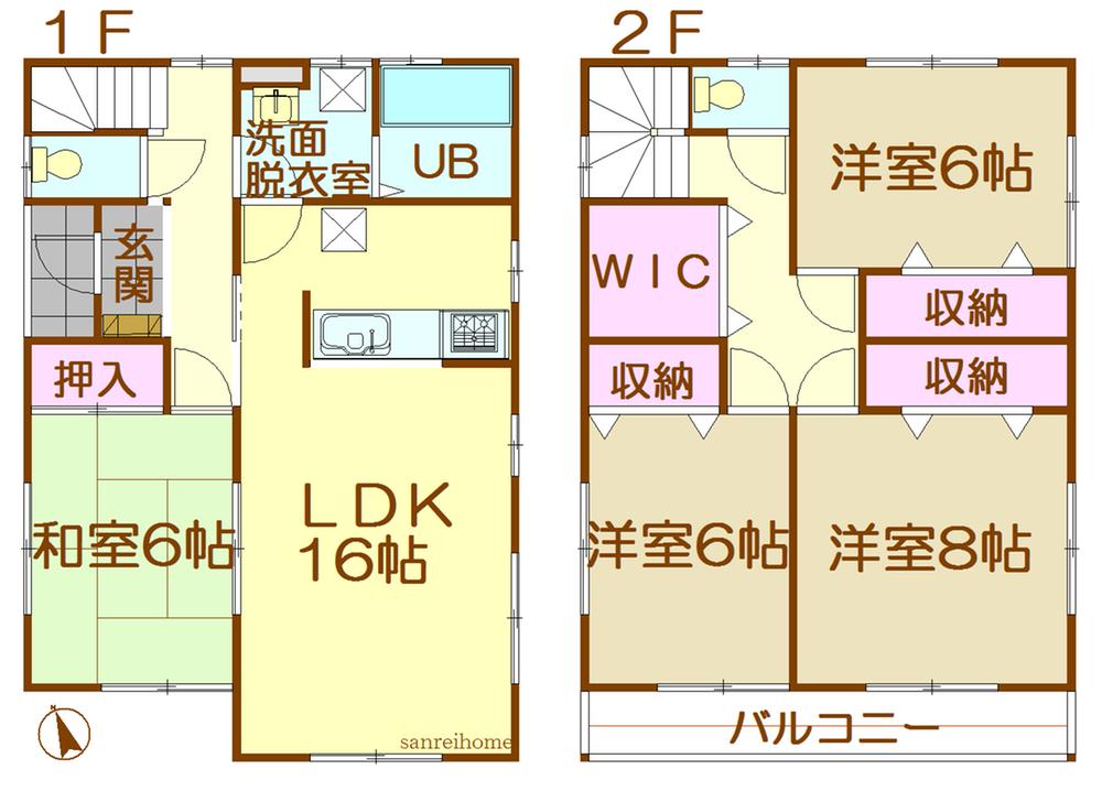 Floor plan. 25,800,000 yen, 4LDK + S (storeroom), Land area 151.39 sq m , Building area 105.99 sq m