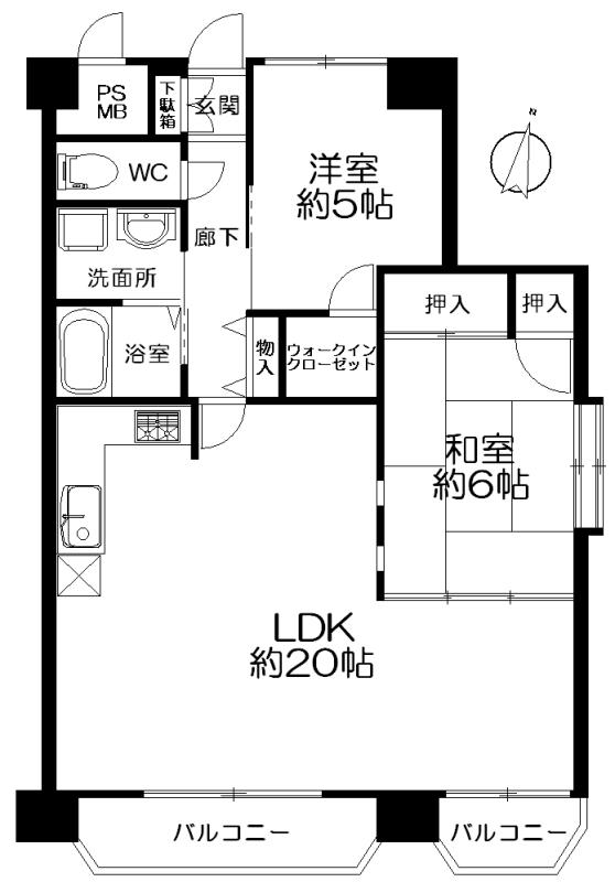 Floor plan. 2LDK, Price 21,800,000 yen, Occupied area 69.78 sq m , Balcony area 8.03 sq m floor plan