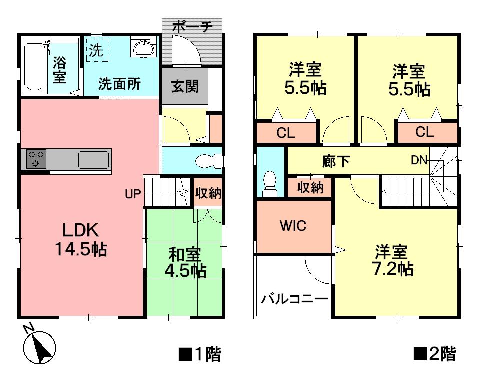 Floor plan. 27,200,000 yen, 4LDK + S (storeroom), Land area 190.11 sq m , Building area 95.62 sq m
