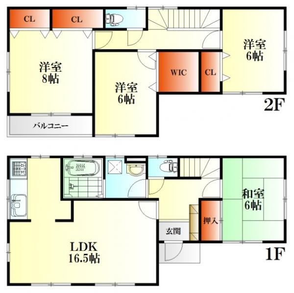 Floor plan. 33,500,000 yen, 4LDK, Land area 175.61 sq m , Building area 105.99 sq m