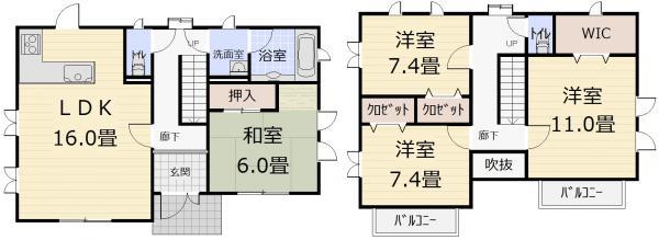 Floor plan. 28.5 million yen, 4LDK, Land area 183.55 sq m , Building area 126 sq m