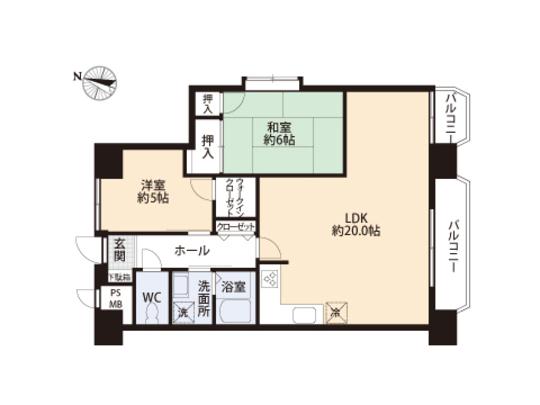 Floor plan. 2LDK, Price 21,800,000 yen, Occupied area 69.78 sq m , Balcony area 8.03 sq m floor plan