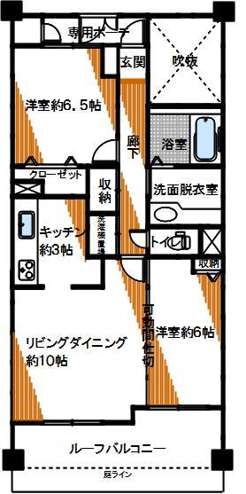 Floor plan. 2LDK, Price 19,800,000 yen, Occupied area 61.12 sq m , Balcony area 15.79 sq m