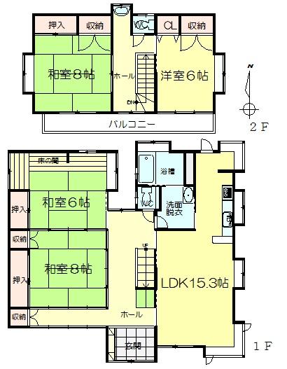 Floor plan. 27,800,000 yen, 4LDK, Land area 207.31 sq m , Building area 133.34 sq m