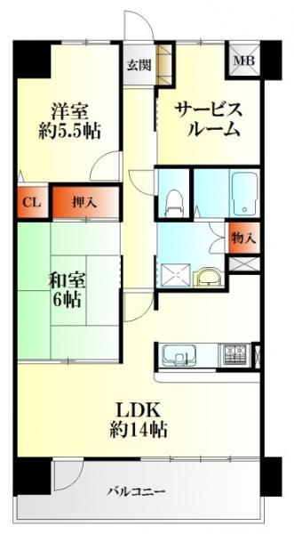 Floor plan. 2LDK+S, Price 13,900,000 yen, Occupied area 65.51 sq m , Balcony area 9.75 sq m