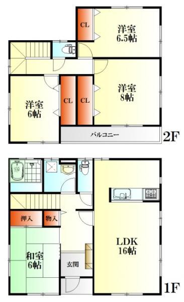 Floor plan. 33,800,000 yen, 4LDK, Land area 173.67 sq m , Building area 105.98 sq m