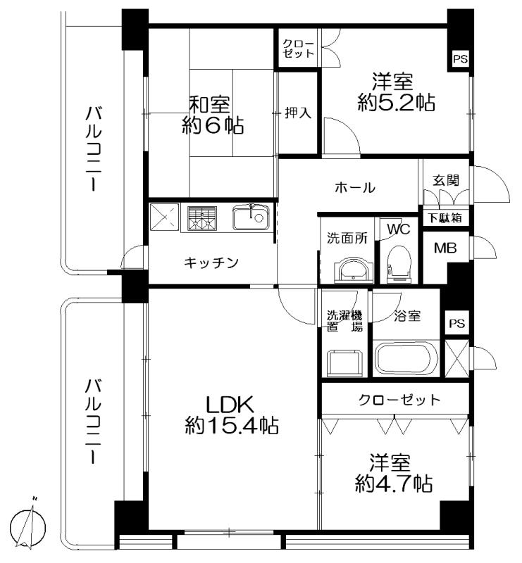 Floor plan. 3LDK, Price 24,800,000 yen, Occupied area 73.83 sq m , Balcony area 13.99 sq m floor plan