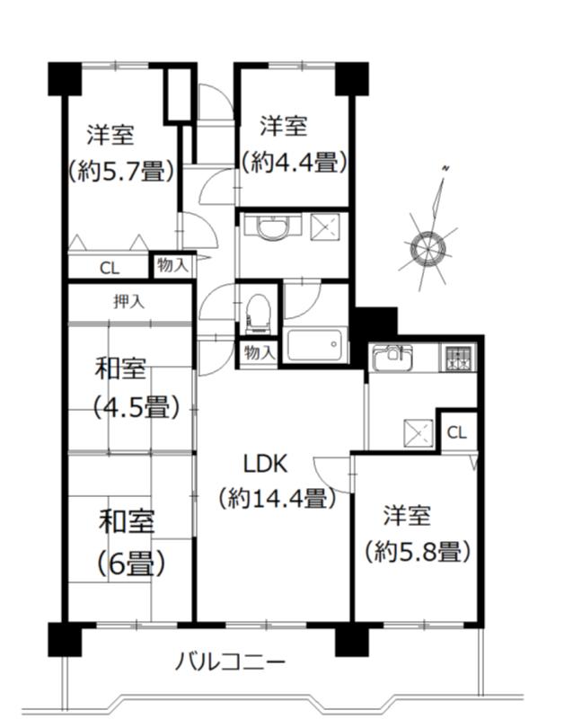 Floor plan. 5LDK, Price 14.9 million yen, Occupied area 88.82 sq m , Balcony area 14.05 sq m