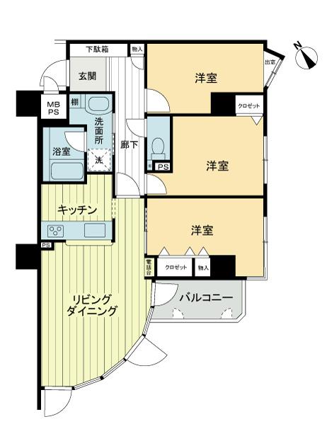Floor plan. 3LDK, Price 19.3 million yen, Occupied area 77.16 sq m , Balcony area 4.99 sq m 3LDK