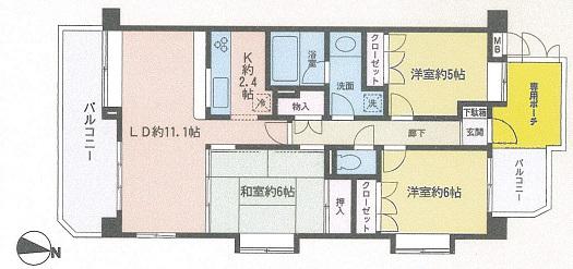 Floor plan. 3LDK, Price 26,800,000 yen, Occupied area 70.14 sq m , Balcony area 14.29 sq m
