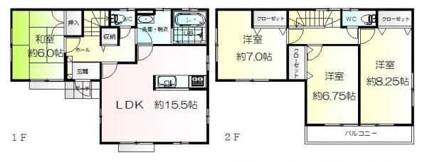 Floor plan. 34 million yen, 4LDK, Land area 170.25 sq m , Building area 102.67 sq m