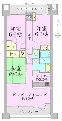 Floor plan. 3LDK + S (storeroom), Price 31.5 million yen, Occupied area 76.74 sq m , Balcony area 11.94 sq m