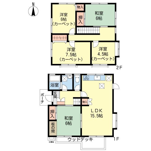 Floor plan. 10.5 million yen, 5LDK, Land area 230.75 sq m , Building area 109.09 sq m