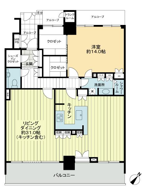 Floor plan. 1LDK, Price 62 million yen, Footprint 115.21 sq m , Balcony area 20.5 sq m 1LDK