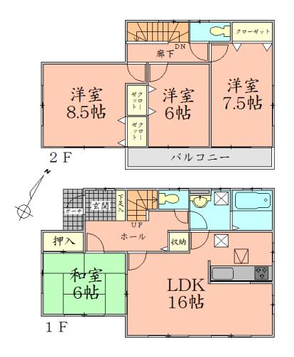 Floor plan. 34,300,000 yen, 4LDK, Land area 170.29 sq m , Building area 105.15 sq m