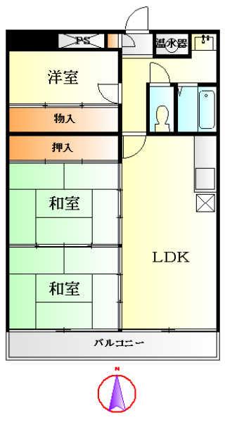 Floor plan. 3LDK, Price 11.5 million yen, Occupied area 77.83 sq m