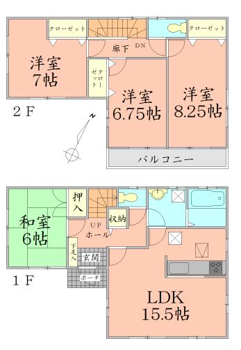 Floor plan. 34 million yen, 4LDK, Land area 170.25 sq m , Building area 102.67 sq m