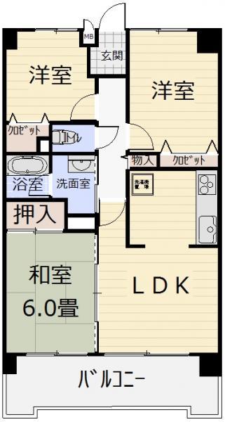 Floor plan. 3LDK, Price 17.5 million yen, Footprint 62.4 sq m , Balcony area 9.3 sq m