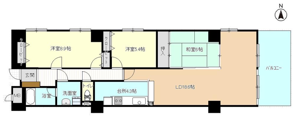 Floor plan. 3LDK, Price 17.8 million yen, Occupied area 92.75 sq m , Renovation already a balcony area 13.2 sq m 4LDK to 3LDK It is a loose use Floor