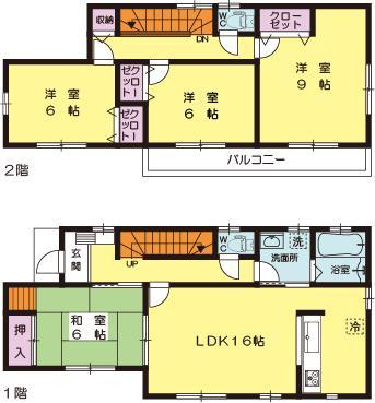 Floor plan. (Building 2), Price 50,800,000 yen, 4LDK, Land area 167.87 sq m , Building area 105.98 sq m