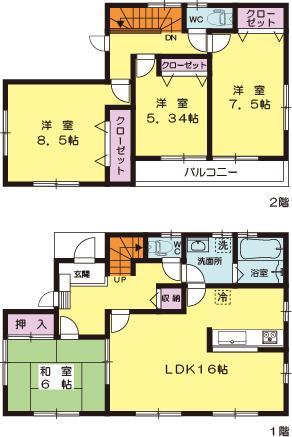 Floor plan. (4 Building), Price 28.8 million yen, 4LDK, Land area 291.71 sq m , Building area 105.98 sq m