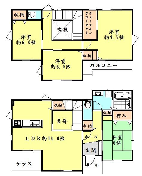 Floor plan. 35,100,000 yen, 4LDK+S, Land area 285.5 sq m , Building area 115.93 sq m