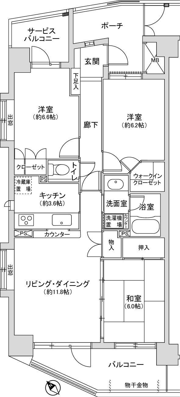 Floor plan. 3LDK, Price 29.5 million yen, Occupied area 75.28 sq m , Balcony area 9.92 sq m floor plan