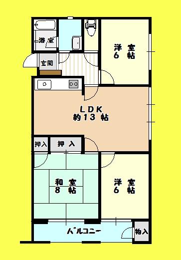 Floor plan. 3LDK, Price 10 million yen, Occupied area 72.05 sq m , Balcony area 6.38 sq m