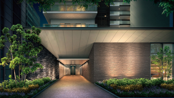 Shared facilities.  [GRAND ENTRANCE] Facing the Aoba through, Grand entrance consists of heavy tones and soft light. Space of Yingbin will welcome the people and guests live. (Rendering CG. In fact a somewhat different in the things that caused draw on the basis of the drawings)