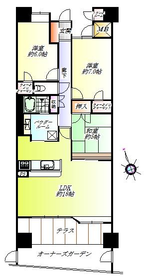 Floor plan. 3LDK, Price 19,800,000 yen, Occupied area 80.81 sq m , Balcony area 11.82 sq m