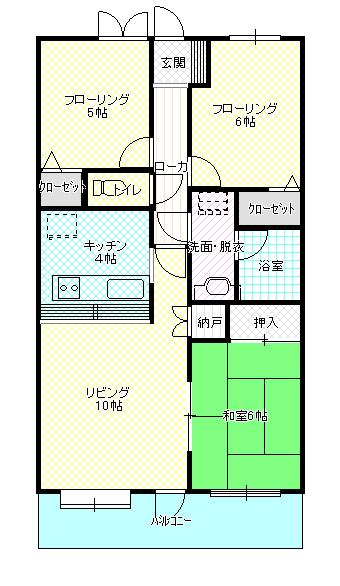 Floor plan. 3LDK, Price 14.8 million yen, Occupied area 63.11 sq m , Balcony area 10.5 sq m