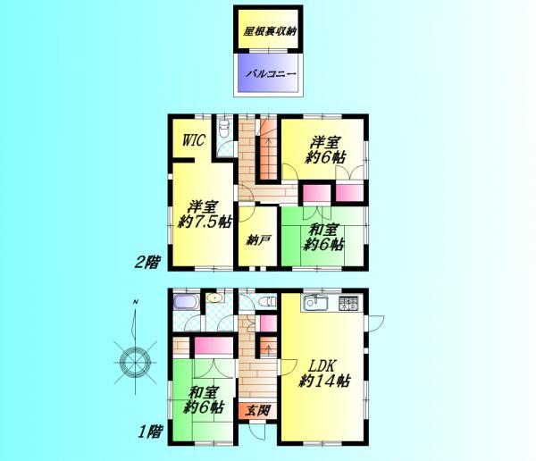 Floor plan. 24.5 million yen, 4LDK+S, Land area 254.96 sq m , Building area 124 sq m