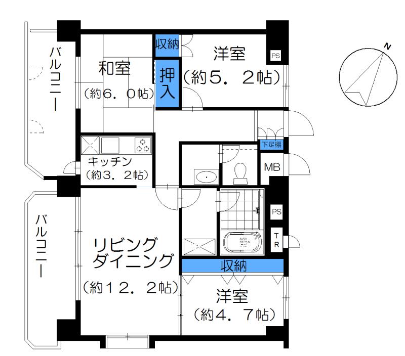 Floor plan. 3LDK, Price 24,800,000 yen, Occupied area 73.83 sq m , Balcony area 13.99 sq m floor plan drawings